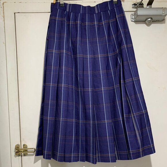 VINTAGE LAUREL MAXI WOOL PLAID PLEATED SKIRTS SIZE 28 - Picture 3 of 9